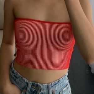 Aritzia Babaton Red and White Tube Top